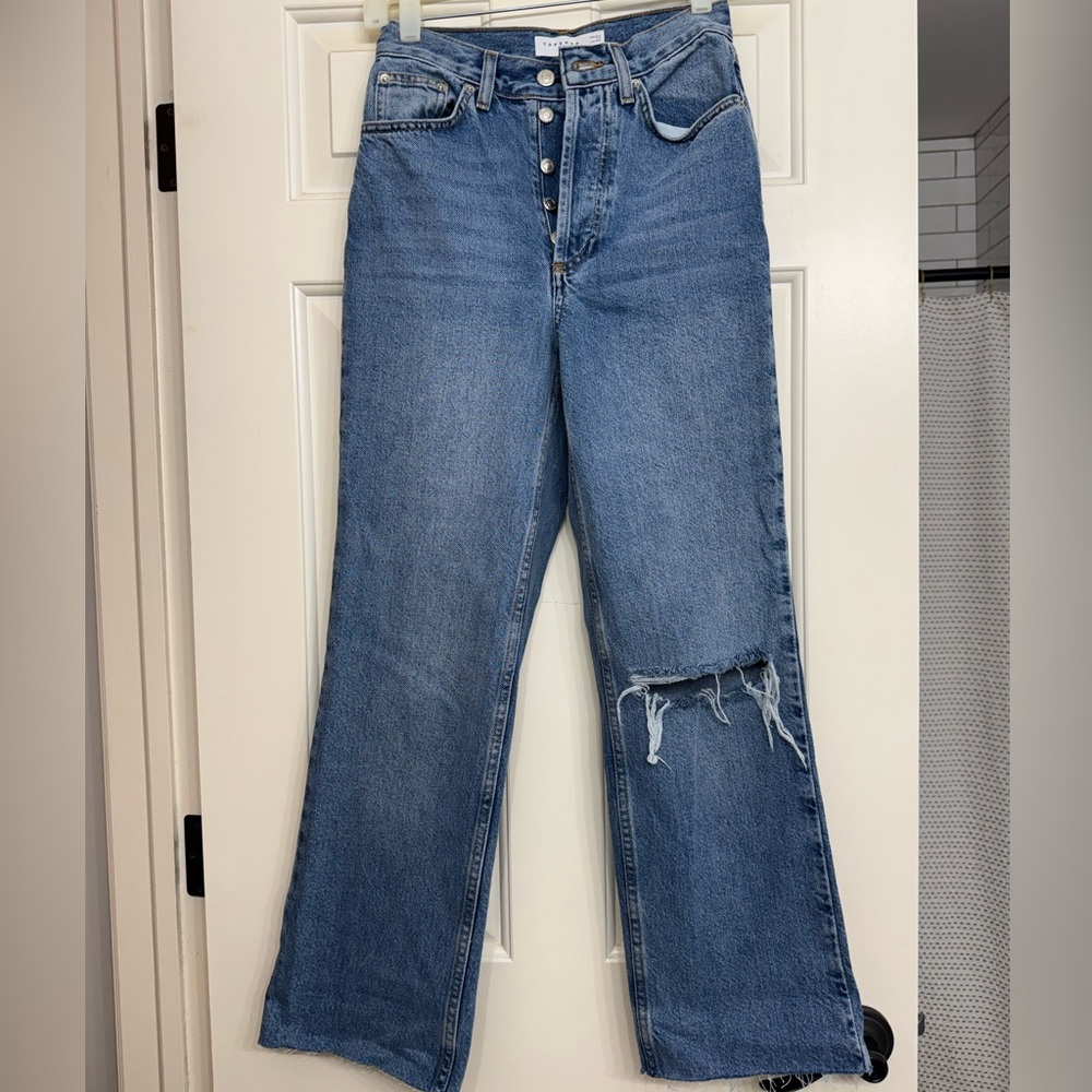 Topshop Classic Blue Wide Leg Jeans